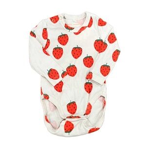 Mini Rodini Girls Ivory Strawberries Onesie size: 3-6 Months